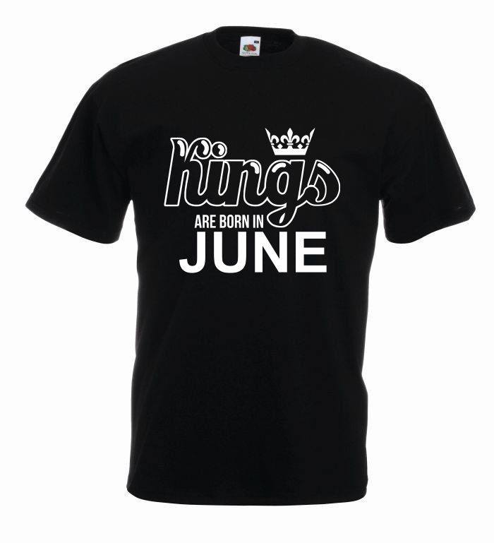 T-shirt oversize KINGS ARE BORN IN JUNE XL czarno-biały