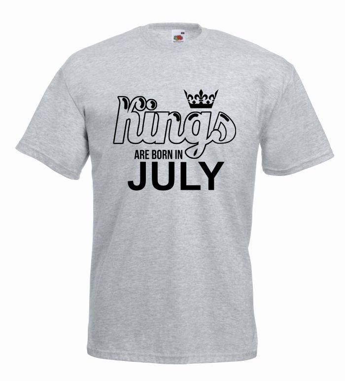 T-shirt oversize KINGS ARE BORN IN JULY XL szary-czarny