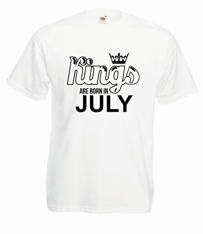T-shirt oversize KINGS ARE BORN IN JULY XL biały-czarny