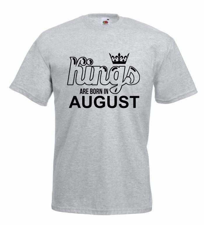 T-shirt oversize KINGS ARE BORN IN AUGUST L szary-czarny