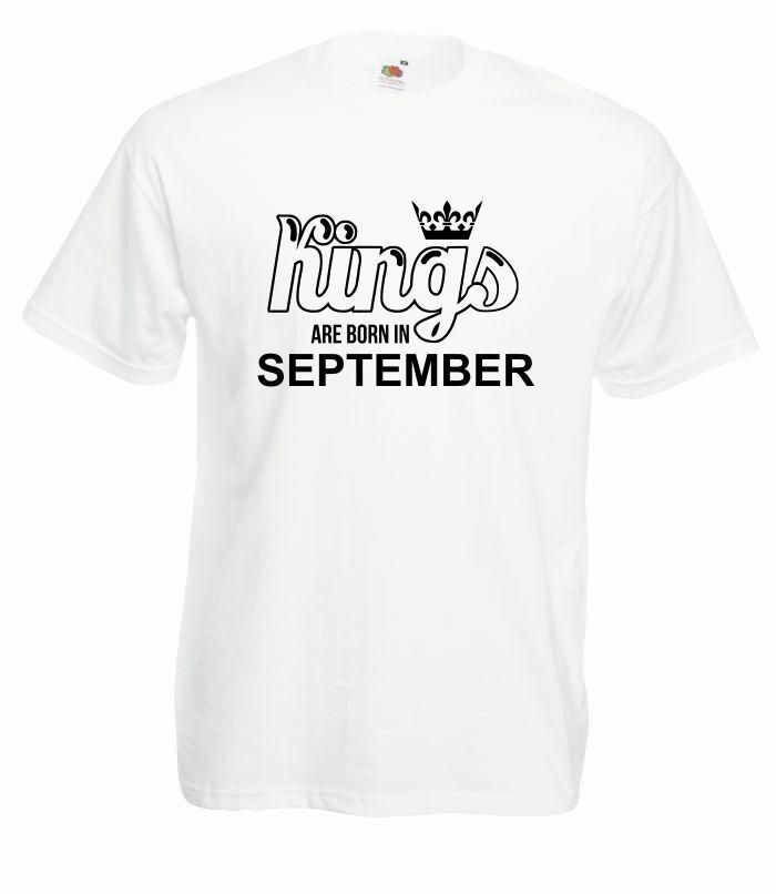 T-shirt oversize KINGS ARE BORN IN SEPTEMBER XL biały-czarny
