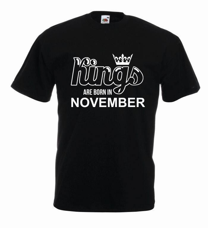 T-shirt oversize KINGS ARE BORN IN NOVEMBER XL czarno-biały