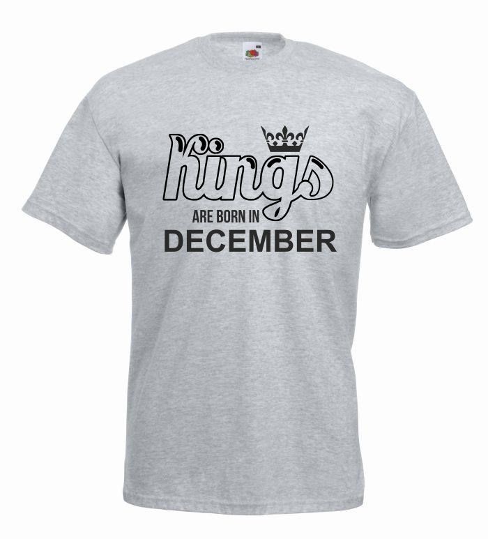T-shirt oversize KINGS ARE BORN IN DECEMBER XL szary-czarny