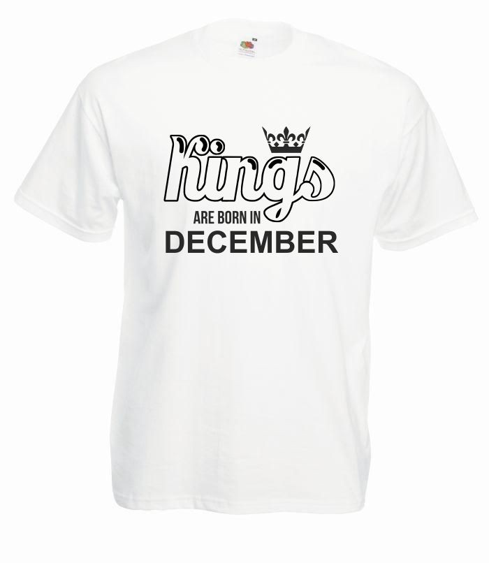 T-shirt oversize KINGS ARE BORN IN DECEMBER M biały-czarny