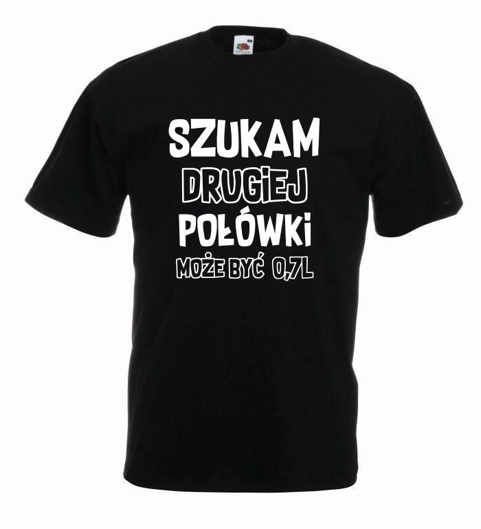 T-shirt oversize SZUKAM DRUGIEJ POŁÓWKI M czarno-biały