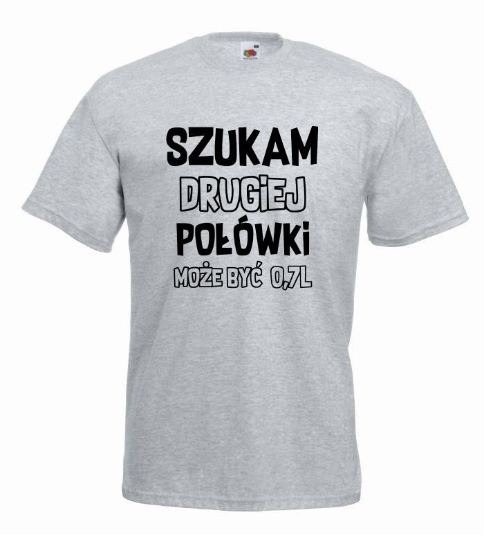 T-shirt oversize SZUKAM DRUGIEJ POŁÓWKI L szary-czarny