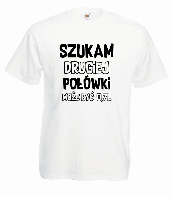 T-shirt oversize SZUKAM DRUGIEJ POŁÓWKI L biały-czarny