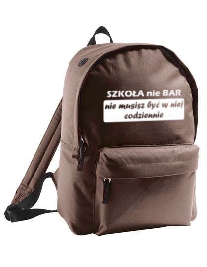 plecak owal SZKOŁA NIE BAR ciemny brąz