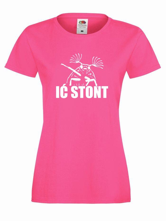 T-shirt lady IĆ STONT S fuksja-biały