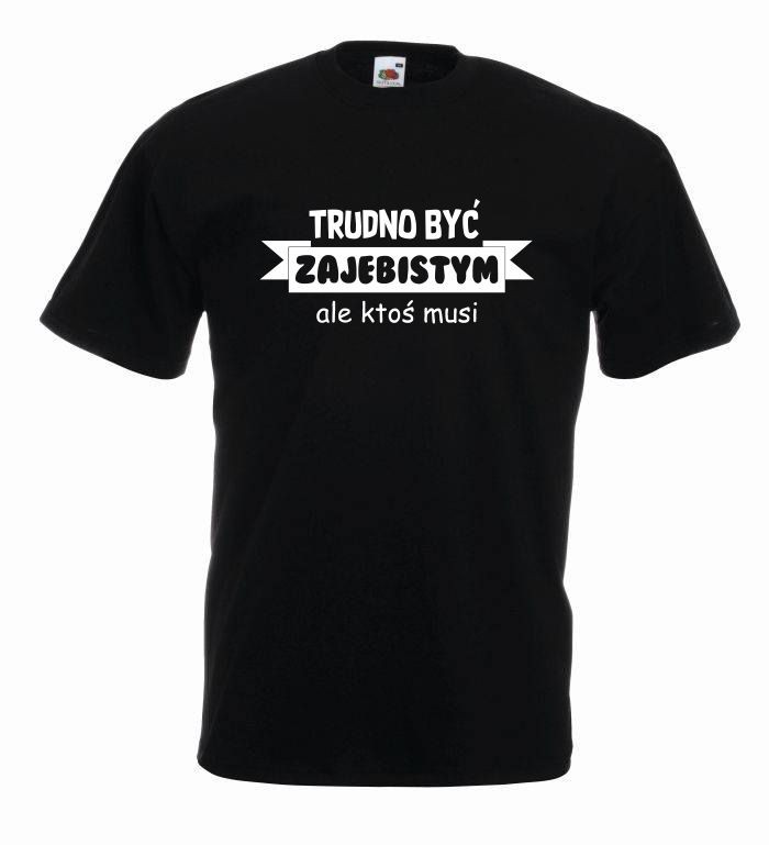 T-shirt oversize TRUDNO BYĆ S czarno-biały