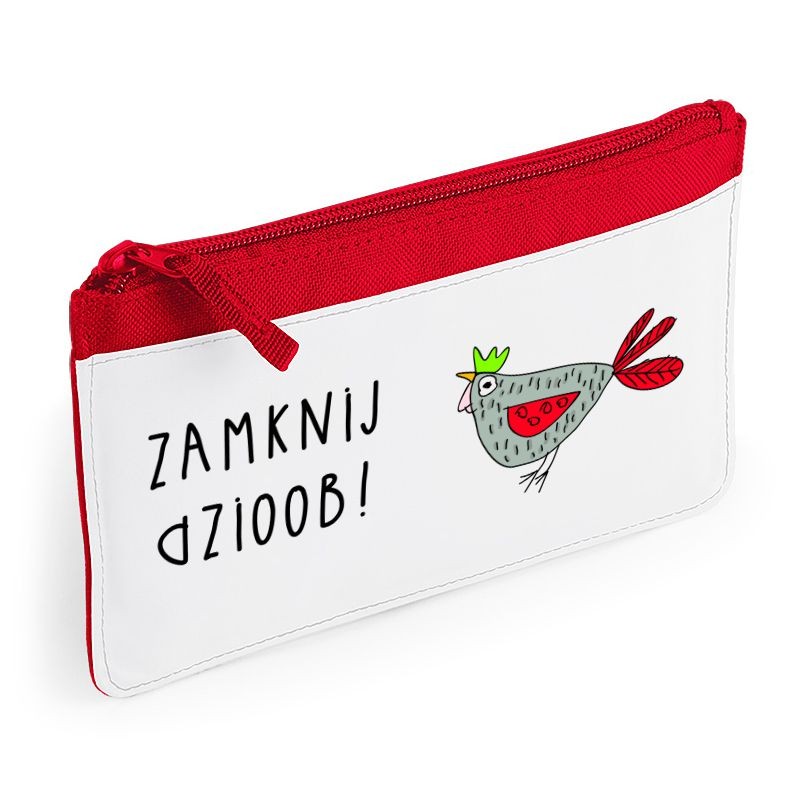 Piórnik druk ZAMKNIJ DZIOOB czerwony