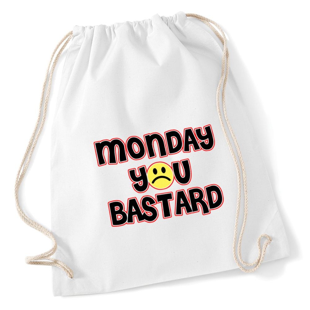 plecak worek DTG MONDAY YOU BASTARD biały