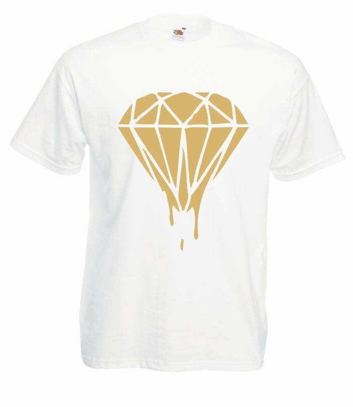 T-shirt oversize DIAMOND XL biały-złoty
