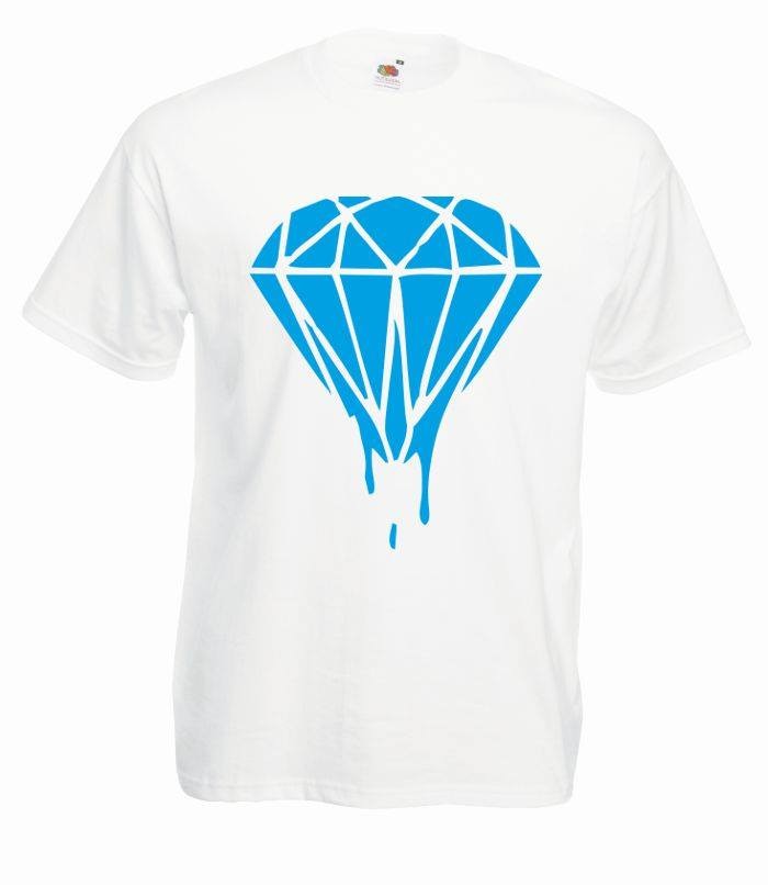 T-shirt oversize DIAMOND M biały-niebieski