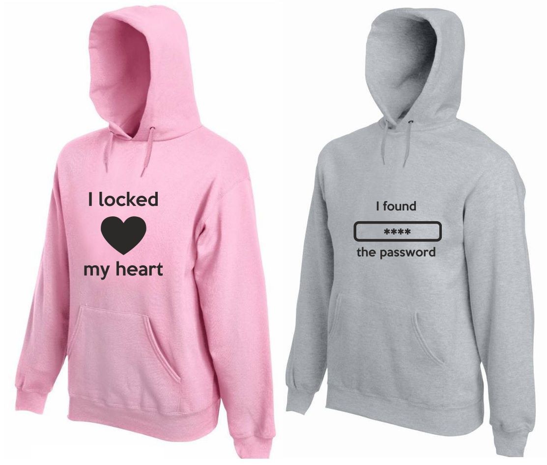 Bluza z kapturem dla par Locked Pink & Found Grey M L