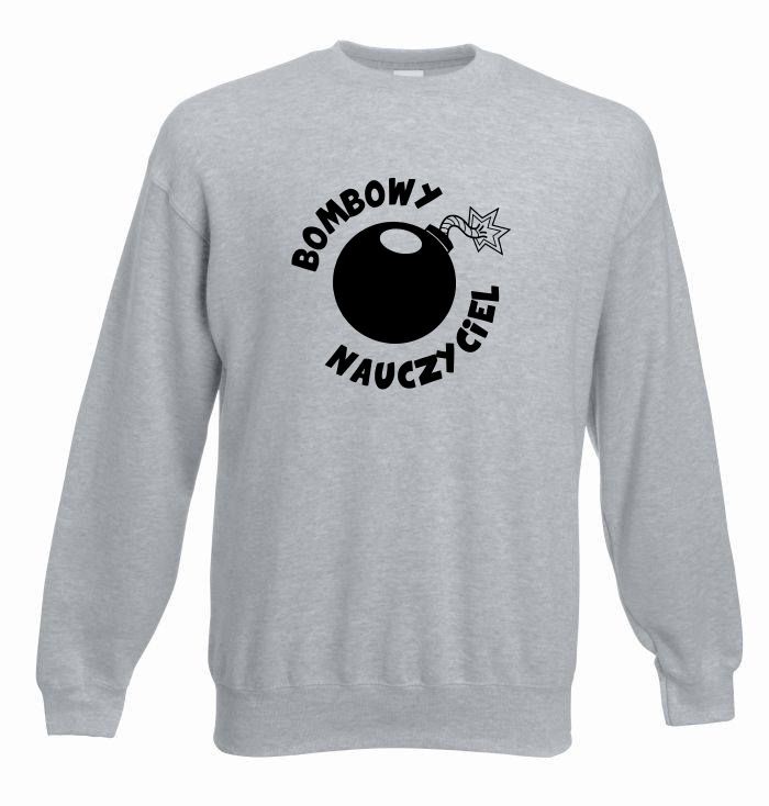 bluza oversize BOMBOWY NAUCZYCIEL L szary-czarny