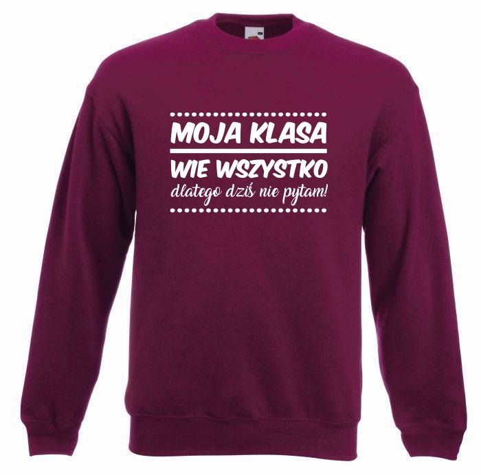 bluza oversize MOJA KLASA M burgund-biały
