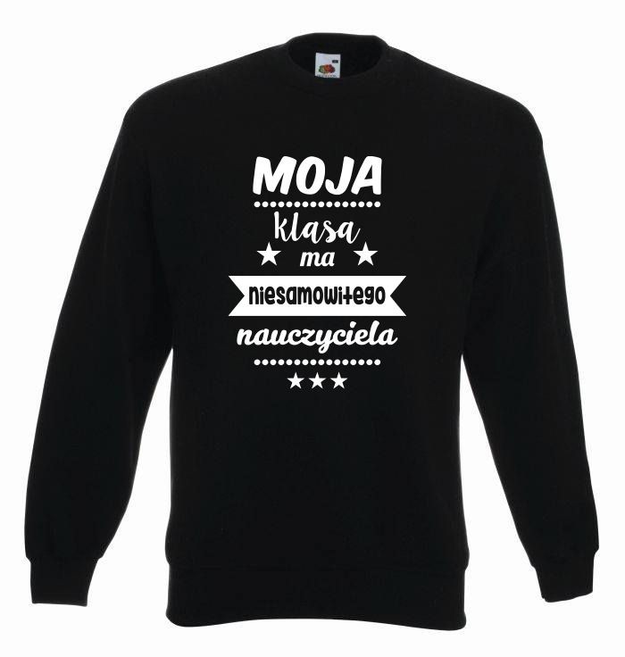 bluza oversize MOJA KLASA MA NIESAMOWITEGO NAUCZYCIELA S czarno-biały