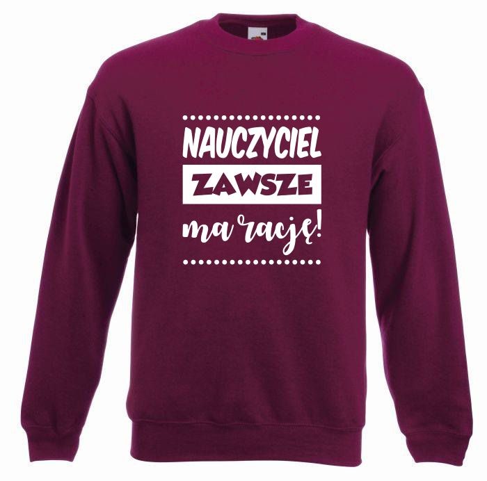 bluza oversize ZAWSZE MA RACJĘ L burgund-biały