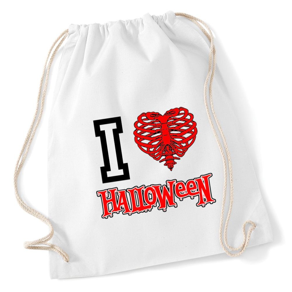 Plecak worek DTG I LOVE HALLOWEEN biały