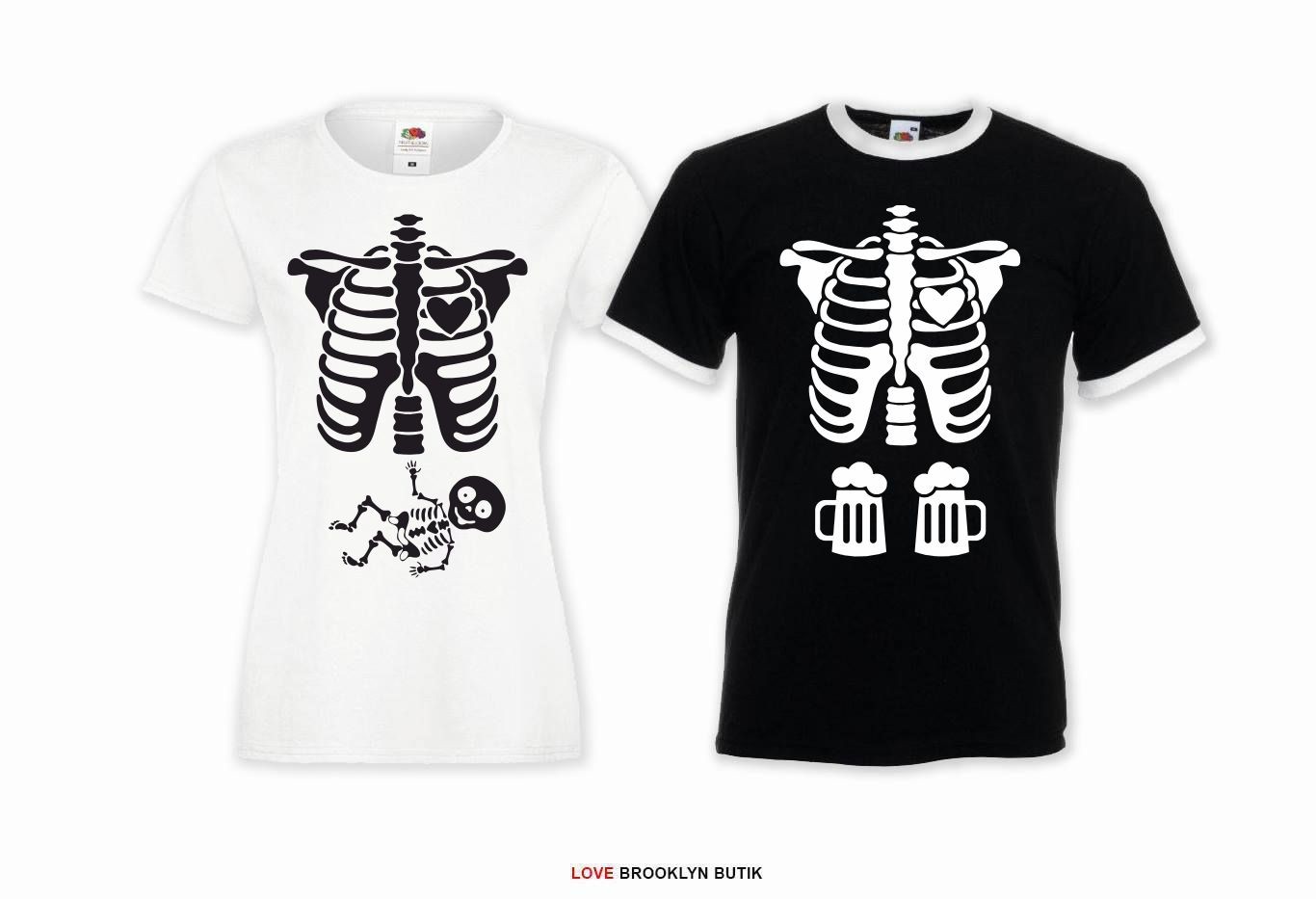 T-shirt dla par Rentgen lady/oversize 2 szt S M biały-czarny