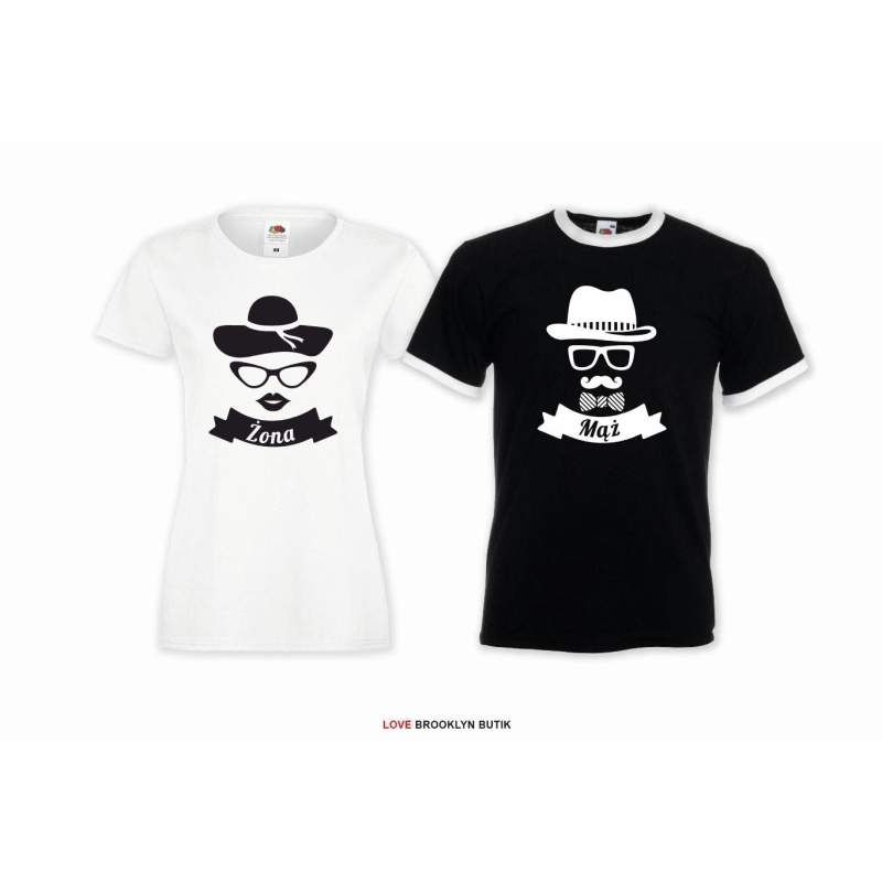 T-shirt DLA PAR 2 SZT MĄŻ - ŻONA napis z przodu