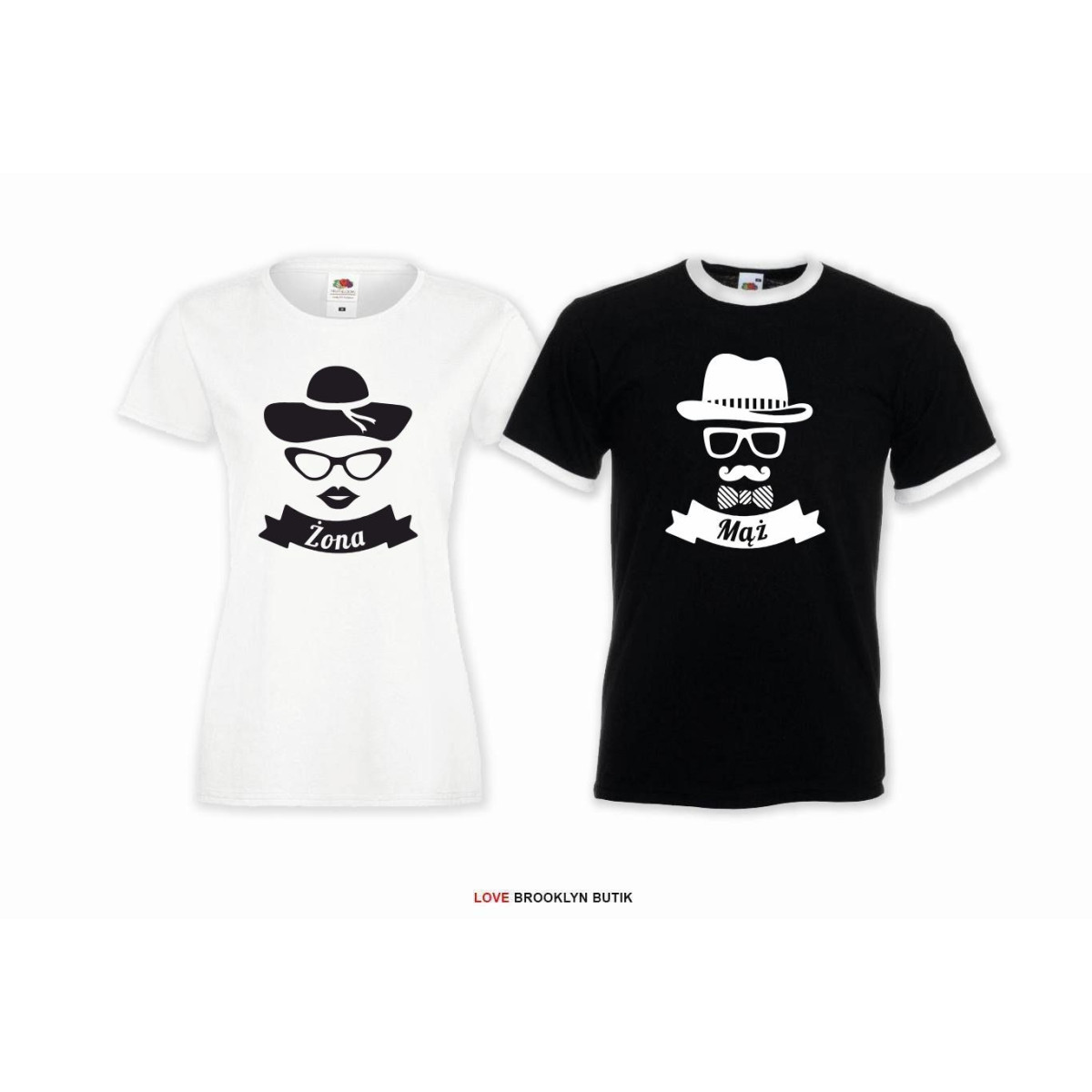 T-shirt DLA PAR 2 SZT MĄŻ - ŻONA napis z przodu