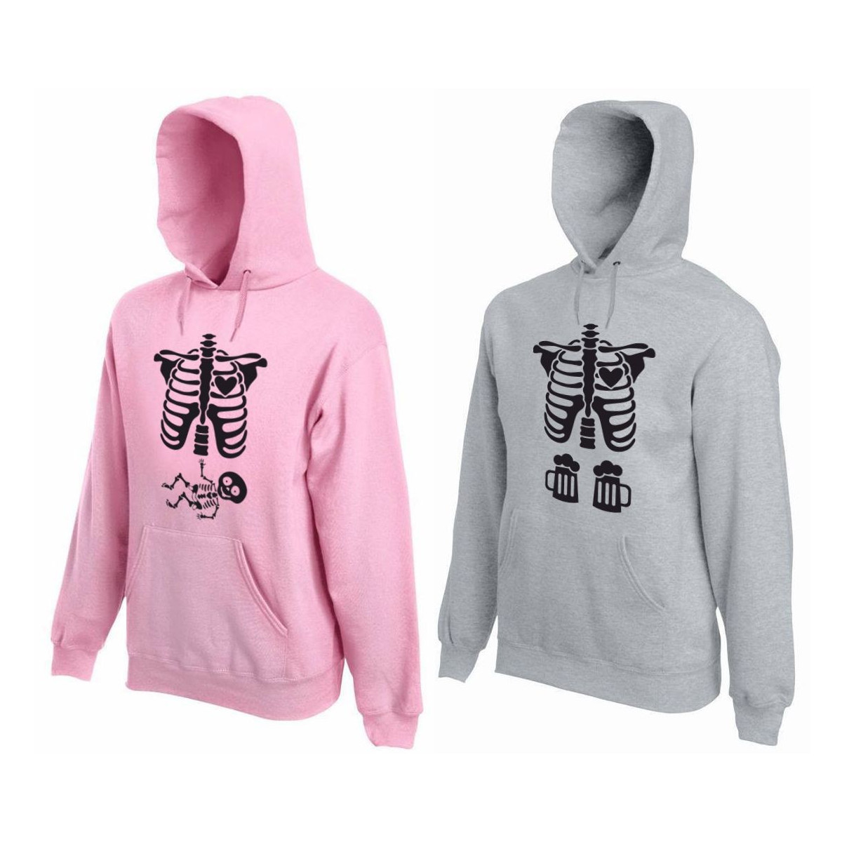 Bluza z kapturem DLA PAR 2 SZT QUEEN 01 PINK & KING 01 GREY