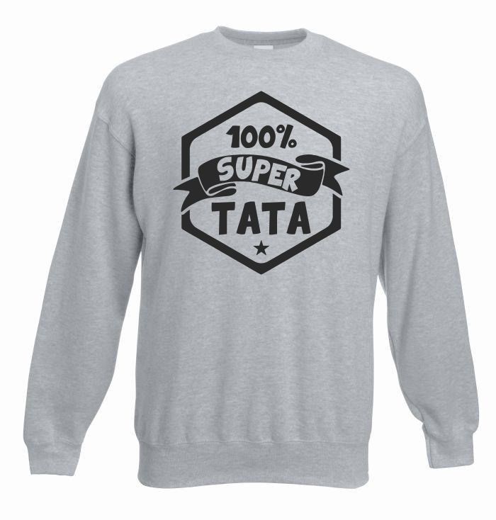 bluza oversize 100% SUPER TATA S szary-czarny