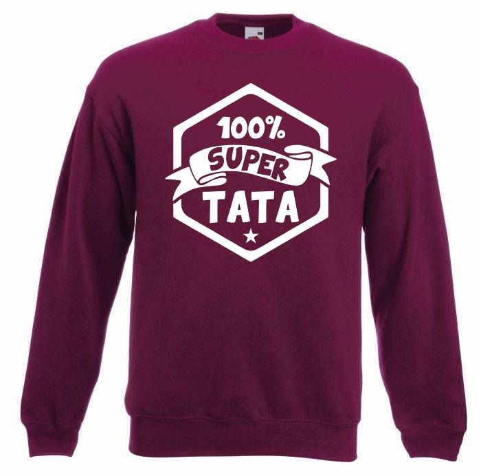 bluza oversize 100% SUPER TATA M burgund-biały