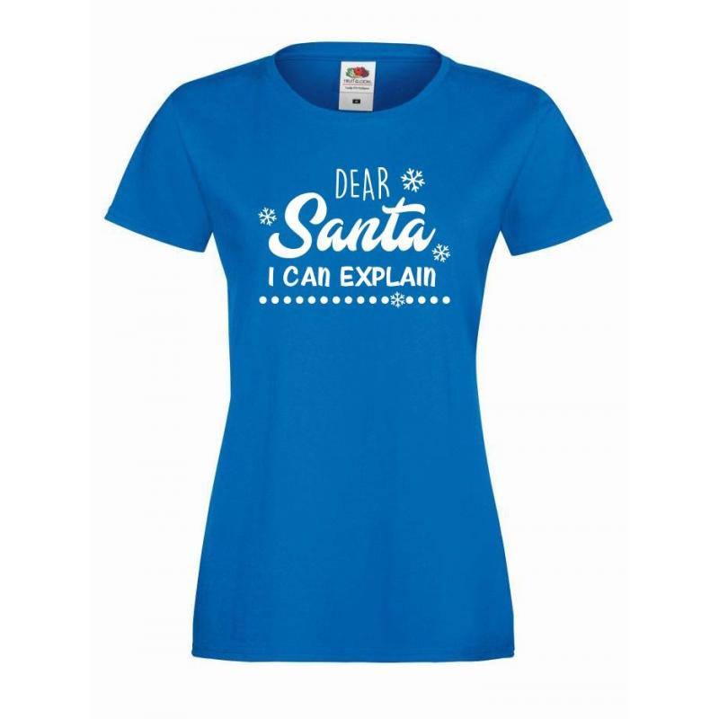 dear santa i can explain t shirt niebieski