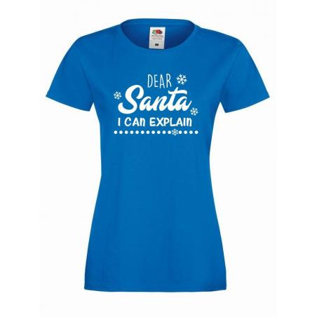dear santa i can explain t shirt niebieski