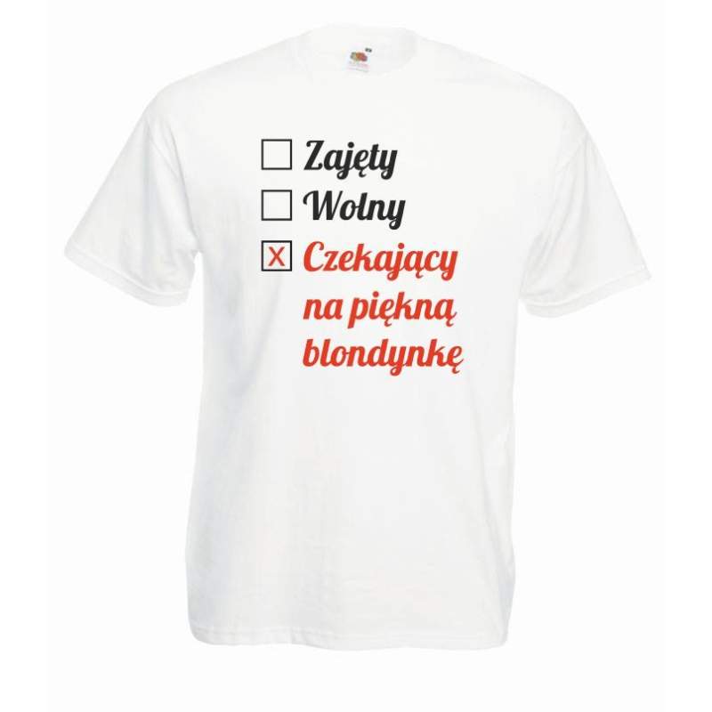 T-shirt oversize DTG CZEKAJĄCY NA PIĘKNĄ BLONDYNKĘ