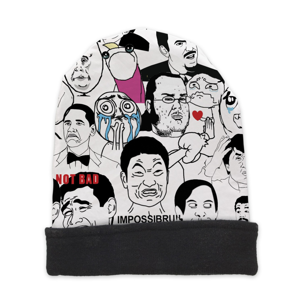 Czapka beanie black druk MEMS