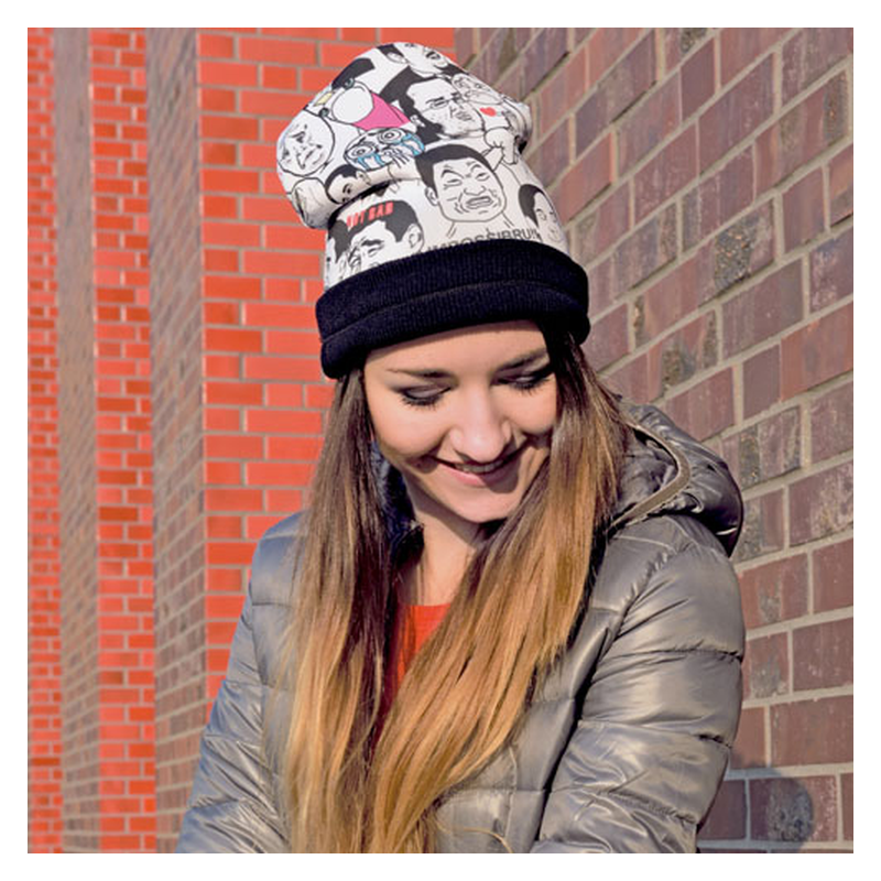 Czapka beanie black druk MEMS