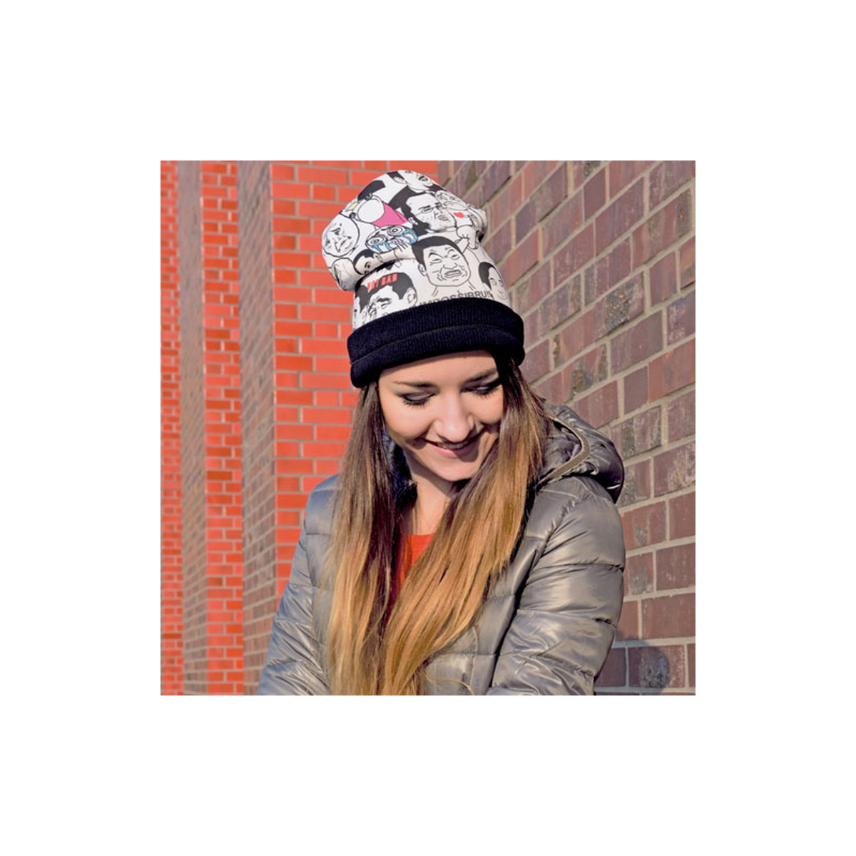 Czapka beanie black druk MEMS