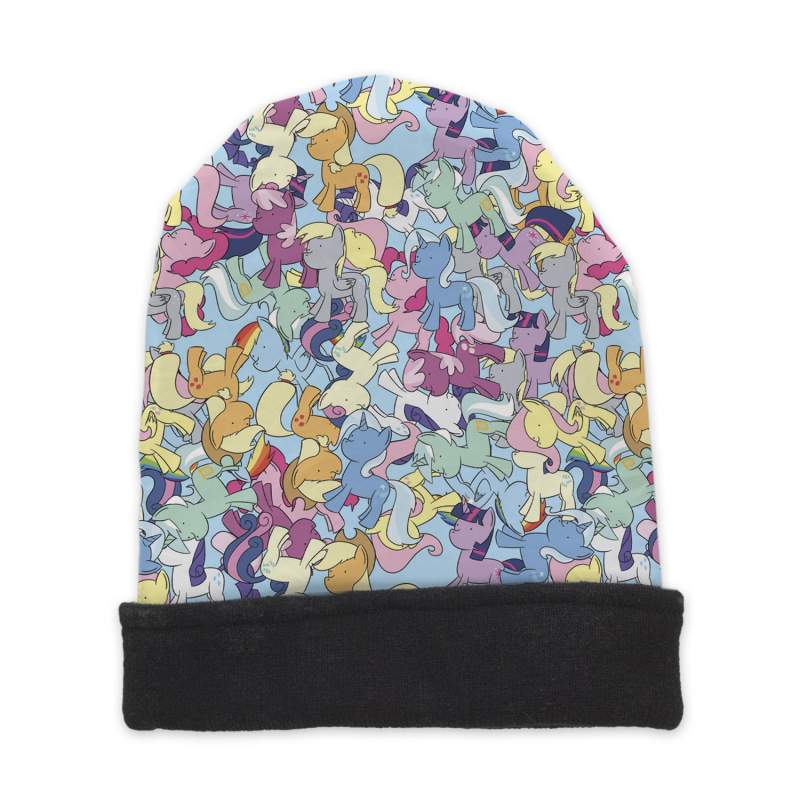 Czapka beanie black druk PONNY PATTERN