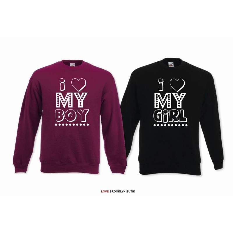 DLA PAR 2 SZT I MY BOY I MY GIRL napis z przodu