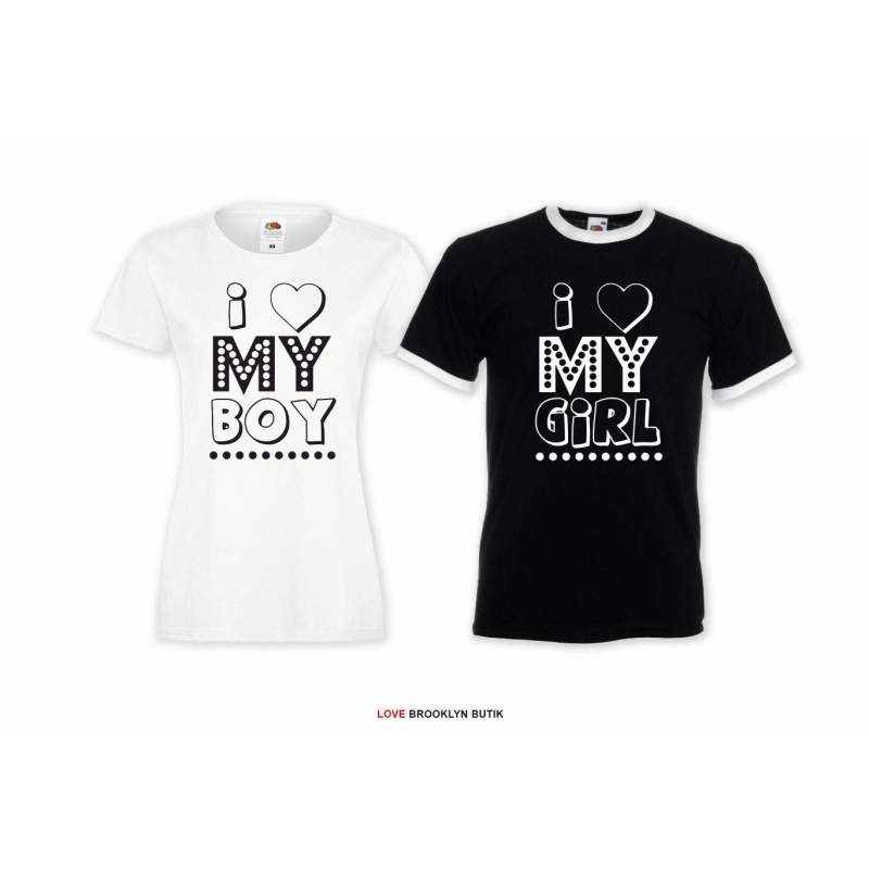 T-shirt DLA PAR 2 SZT I MY BOY I MY GIRL napis z przodu