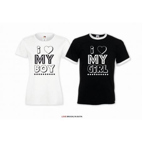 T-shirt DLA PAR 2 SZT I MY BOY I MY GIRL napis z przodu
