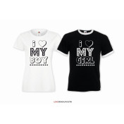T-shirt DLA PAR 2 SZT I MY BOY I MY GIRL napis z przodu