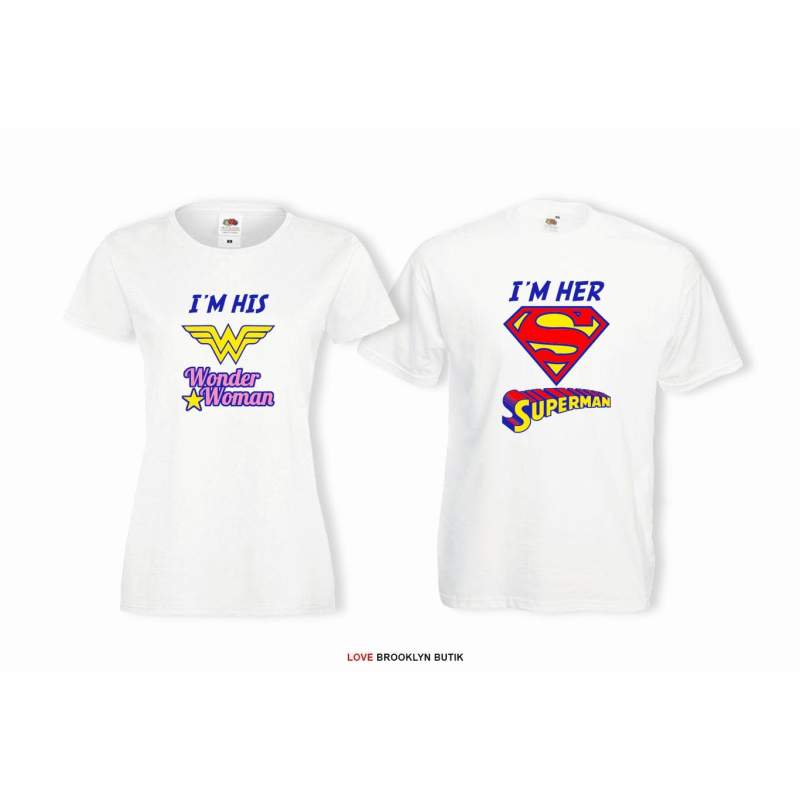 T-shirt lady i oversize DLA PAR 2 SZT WONDER WOMAN  & SUPERMAN