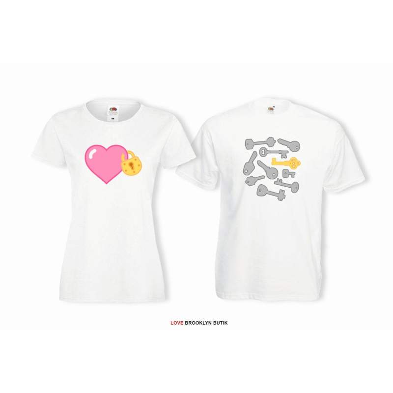 T-shirt lady i oversize DLA PAR 2 SZT HEART & KEYS