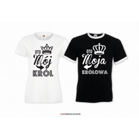 T-shirt DLA PAR 2 SZT MÓJ król MOJA królowa napis z przodu