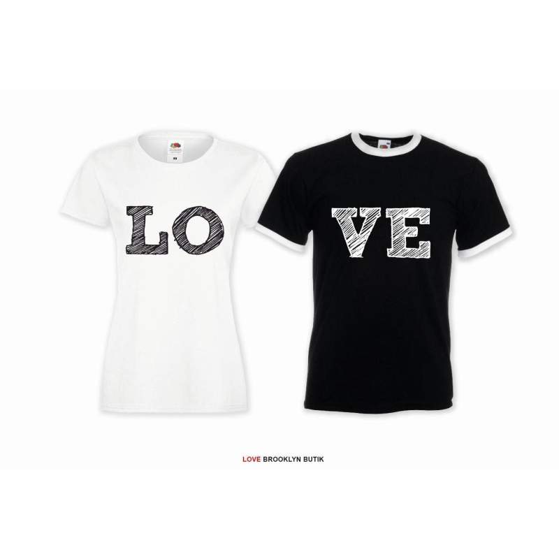 T-shirt DLA PAR 2 SZT LO VE TWO napis z przodu 