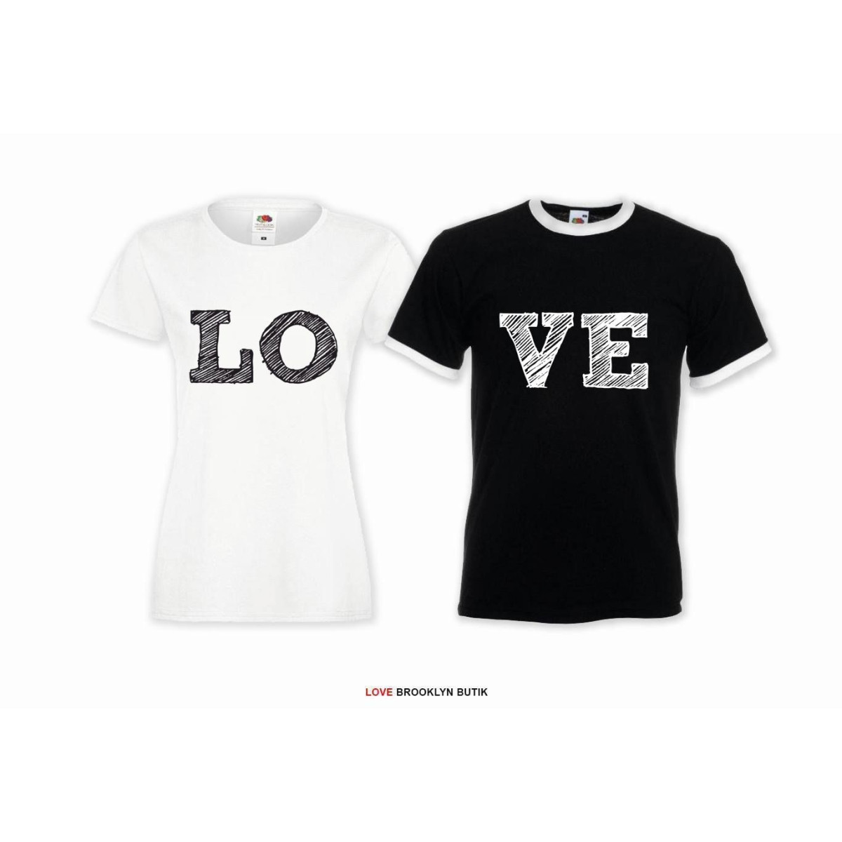 T-shirt DLA PAR 2 SZT LO VE TWO napis z przodu 