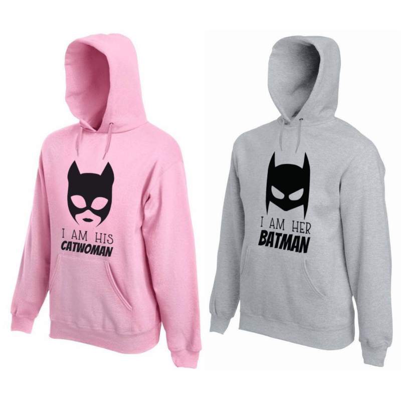 Bluza z kapturem DLA PAR 2 SZT QUEEN 01 PINK & KING 01 GREY