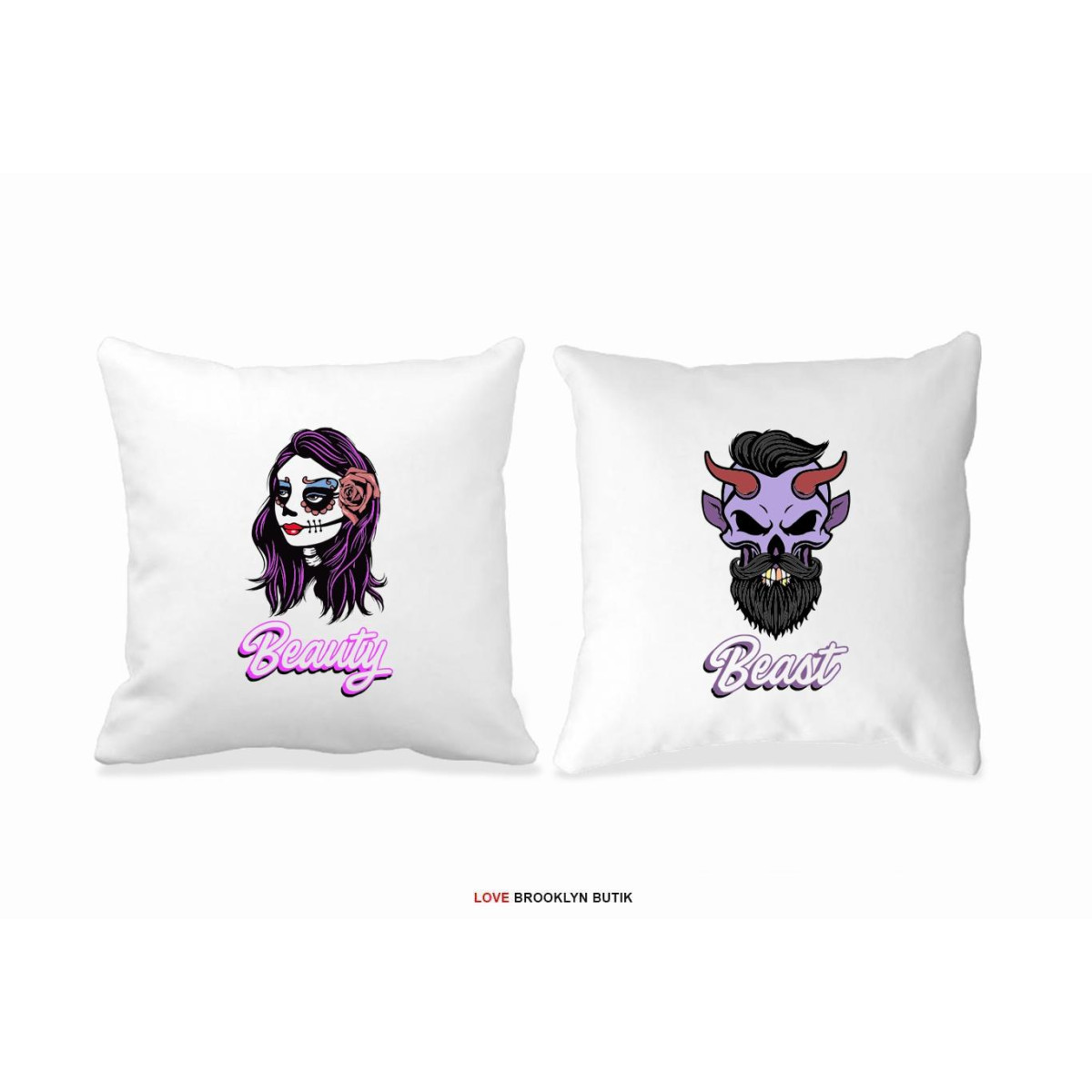 Poduszki druk dla par 2 szt. BEAUTY & BEAST