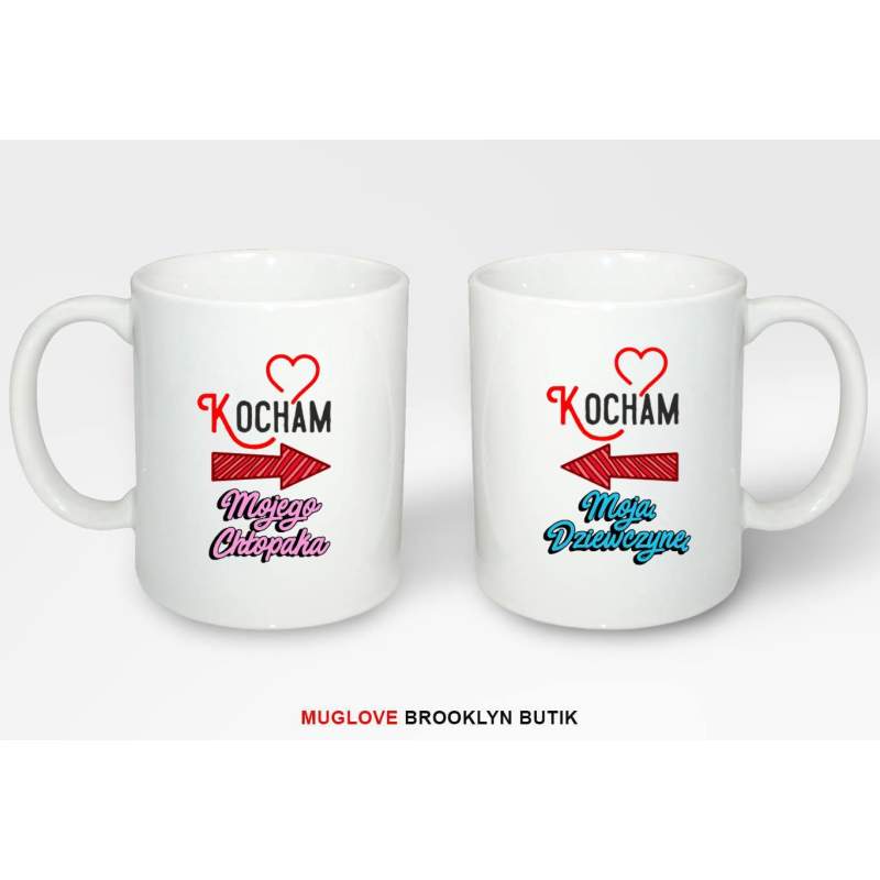 Kubki z nadrukiem 2 sztuki KOCHAM MOJĄ & MOJEGO