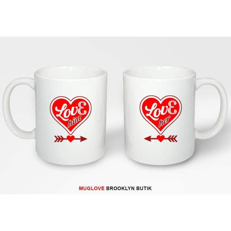 Kubki z nadrukiem 2 sztuki LOVE HIM & LOVE HER